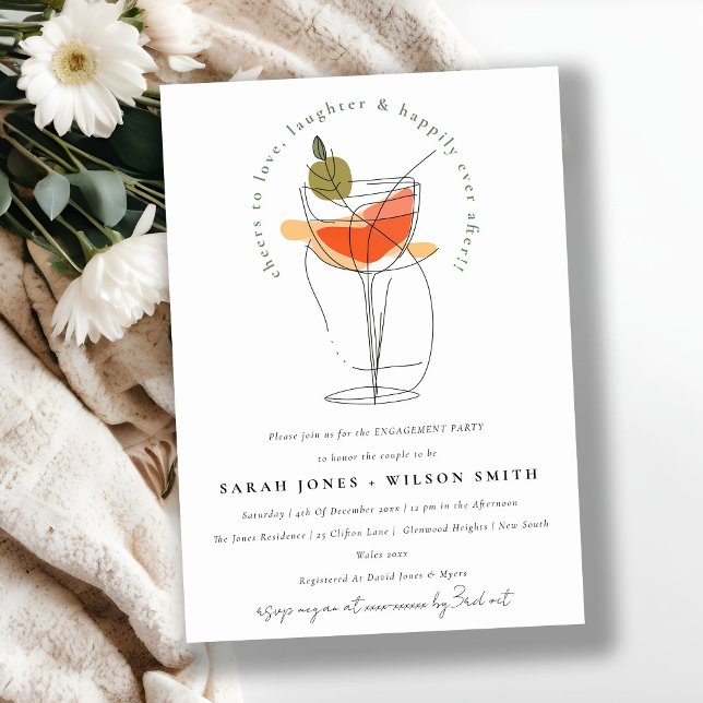 Cheers to Love Modern Cocktail Wine Engagement Invitation (Creator Uploaded)