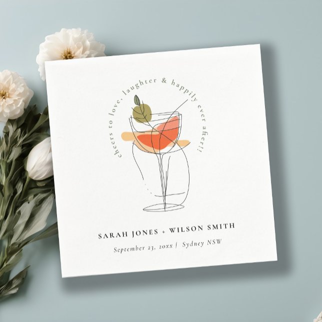 Cheers to Love Modern Cocktail Wine Wedding Napkin (Creator Uploaded)