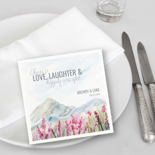 Cheers to Love Mountain Wedding Watercolor Napkin