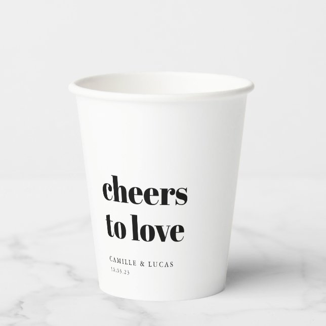 Cheers To Love Personalised Wedding Favours  Paper Cups (Front)