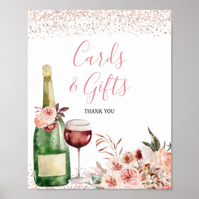 Cheers to Love Pink Bridal Shower Cards And Gifts Poster (Front)