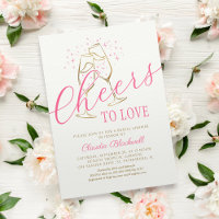 Cheers to Love Pink Gold Bridal Shower Invitation