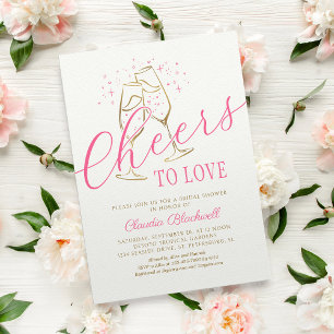 Cheers to Love Pink Gold Bridal Shower Invitation
