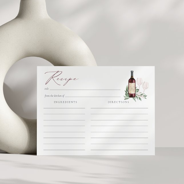 Cheers to Love Red Wine Bridal Shower Recipe Card (Creator Uploaded)