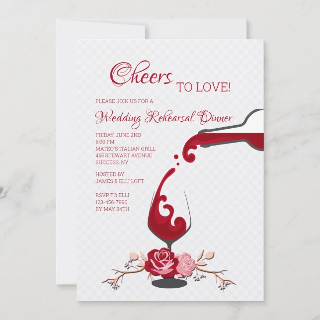 Cheers to Love Rehearsal Dinner Party Invitation (Front)