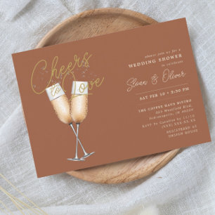 Cheers To Love Rust Bridal Shower Invitation