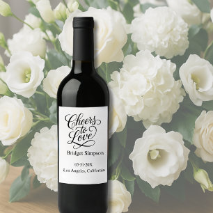 cheers to love script - Elegant Charm  Wine Label