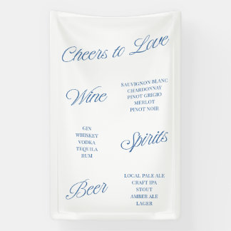 Cheers to Love Script Wedding Bar Menu Banner Sign