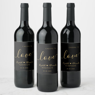 Cheers to Love Script Wedding Bottle Favour Wine L Label