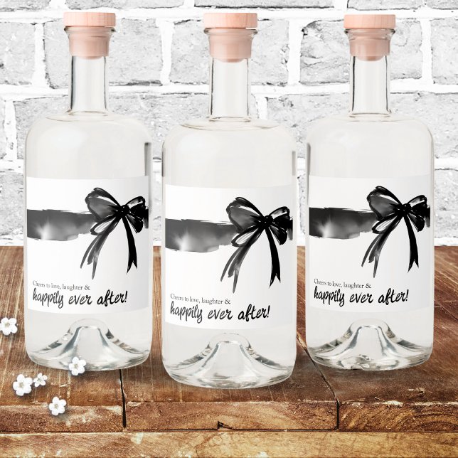 Cheers to Love Simple Trendy Modern Bow Wedding Liquor Bottle Label (Cheers to Love Simple Trendy Modern Watercolor Bow Wedding Liquor Bottle Label bar favor decor chic )