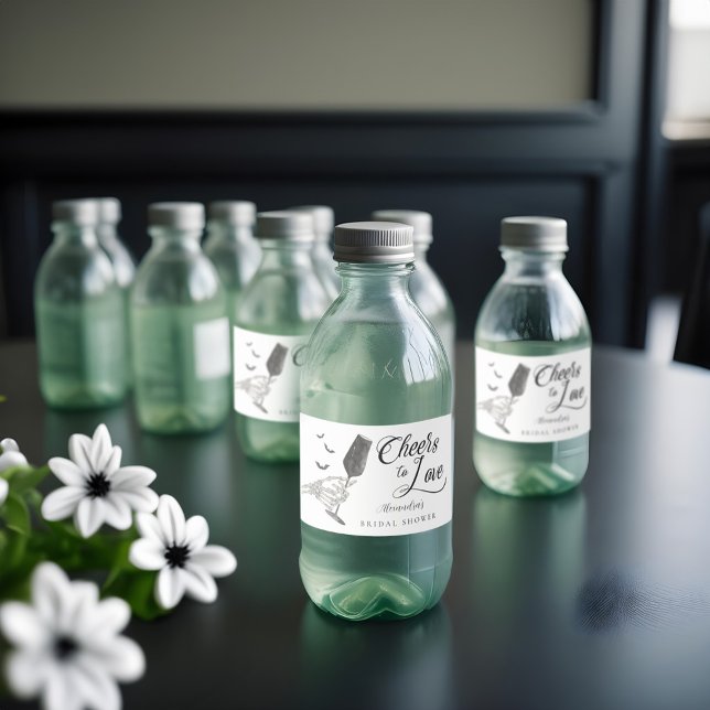 Cheers to Love Skeleton Hand Gothic Bridal Shower Water Bottle Label (Cheers to Love Skeleton Hand Gothic Bridal Shower Water Bottle Label)