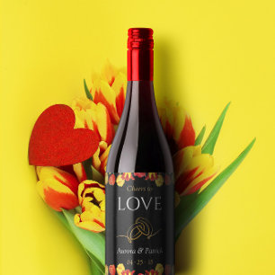 Cheers to Love Spring Tulip Rustic Floral Wedding Wine Label