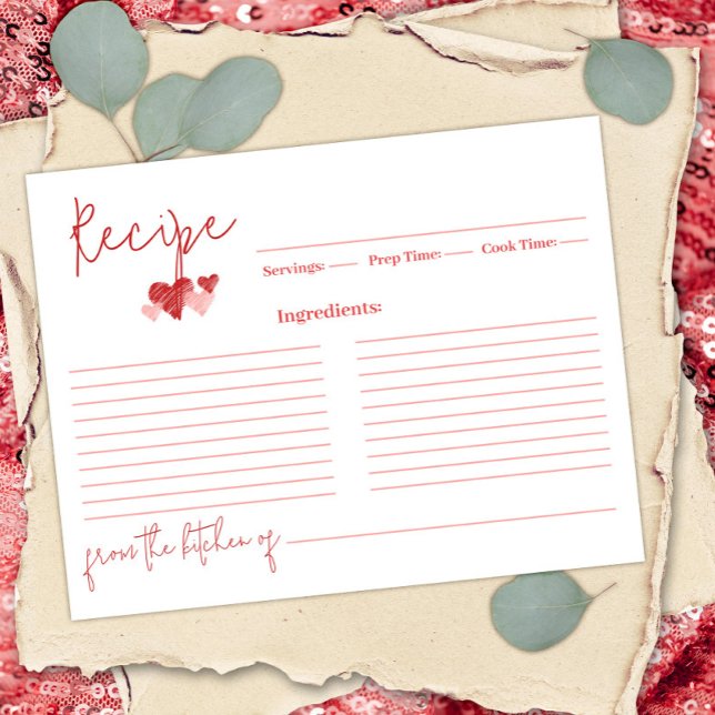 Cheers to Love Valentine Bridal Shower Recipe Card (Creator Uploaded)