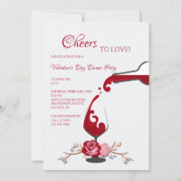 Cheers to Love Valentine's Dinner Party Invitation