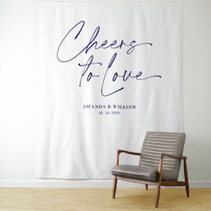  "Cheers to Love"  Wedding Backdrop Tapestry