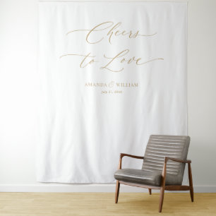  "Cheers to Love"  Wedding Backdrop Tapestry