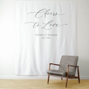  "Cheers to Love"  Wedding Backdrop Tapestry