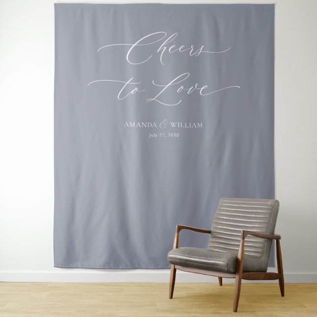  "Cheers to Love"  Wedding Backdrop Tapestry (In Situ)