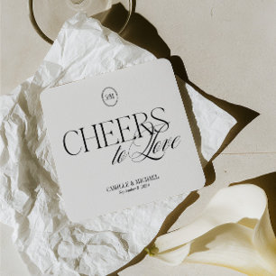 Cheers to Love Wedding Coaster Monogram Coaster