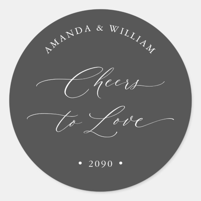 Cheers to Love Wedding Favour Sticker (Front)