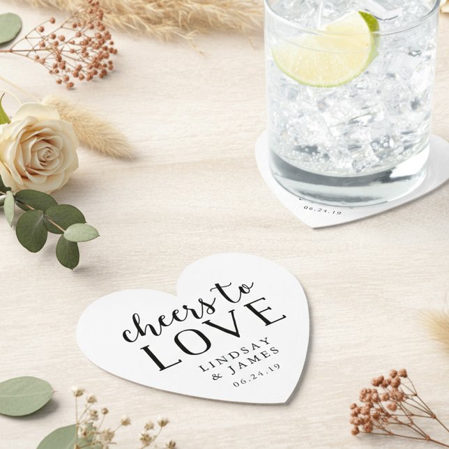 Cheers to Love Wedding Paper Coaster (Creator Uploaded)