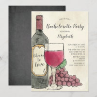 Cheers to Love Wine Bachelorette Invitation