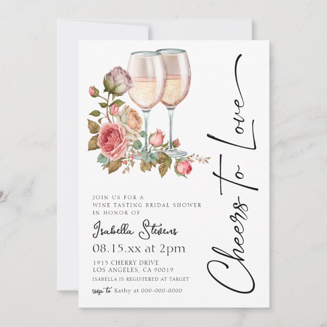 Cheers to Love Wine Bridal Shower Invitation (Front)