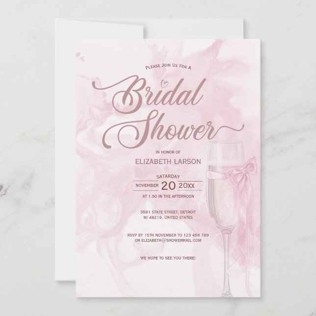 Cheers To Love Wine Glasses Bow Tie Bridal Shower Invitation (Front)