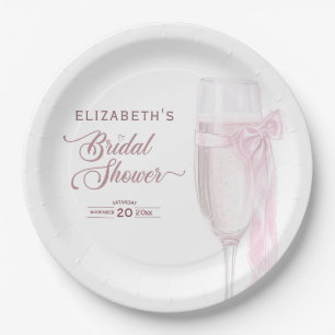 Cheers To Love Wine Glasses Bow Tie Bridal Shower Paper Plate