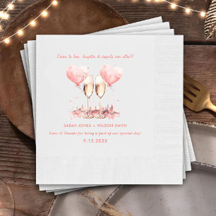Cheers to Love Wine Pink Glasses Wedding Napkins