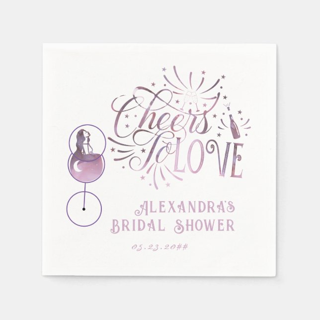 Cheers To Love Wine Tasting Elegant Bridal Shower Napkin (Front)