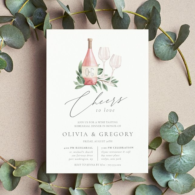 Cheers to Love Wine Tasting Rehearsal Dinner Invitation (Creator Uploaded)