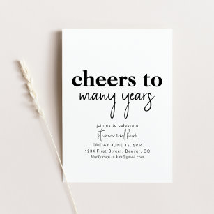 Cheers to Many Years Anniversary Party Invite