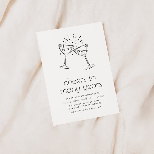 Cheers to Many Years Simple Engagement Party Invitation (Creator Uploaded)