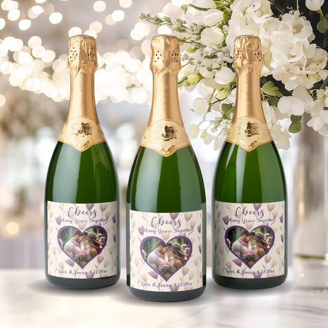 Cheers to Many Years Together | Photo Template Sparkling Wine Label (Creator Uploaded)