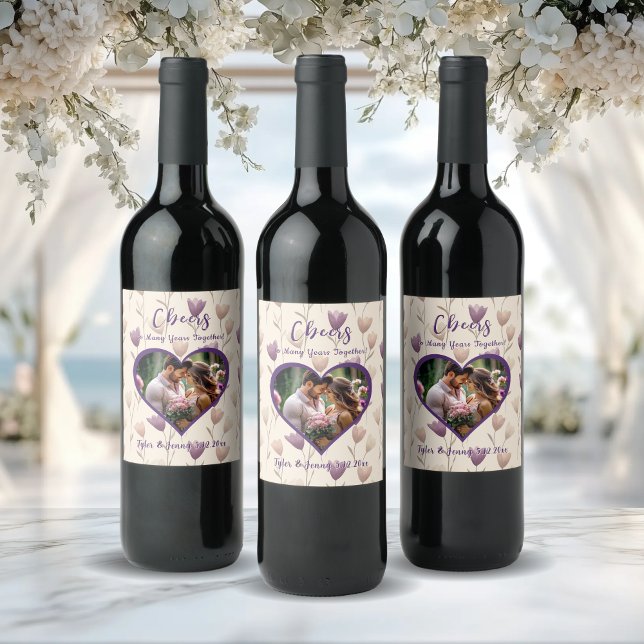 Cheers to Many Years Together | Photo Template Wine Label (Creator Uploaded)