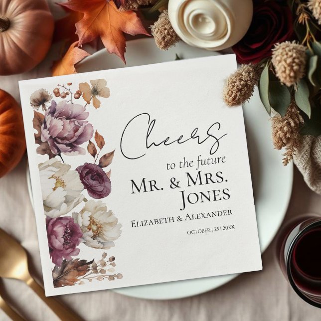 Cheers to Mr and Mrs Fall Engagement Napkins (Creator Uploaded)