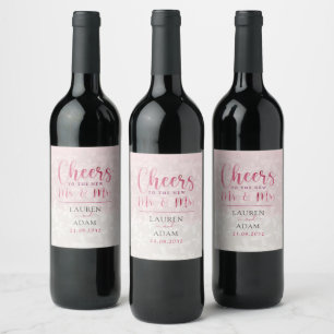 Cheers to Mr & Mr Blush Pink Watercolor Wine Label