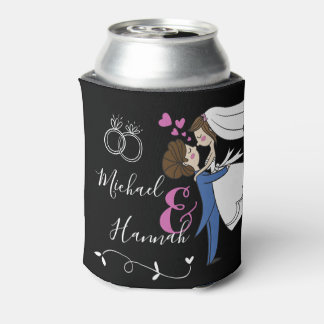 Cheers to Mr. & Mrs. Elegant Wedding Front & Back Can Cooler