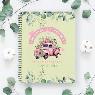 Cheers To Mum Pink Floral Girly Coquette Truck  Notebook