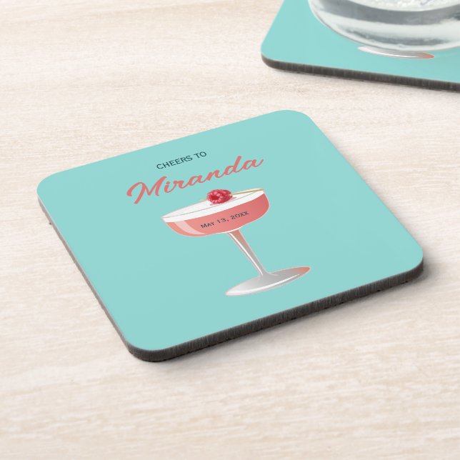 Cheers to [Name] Personalized Party  Coaster (Left Side)