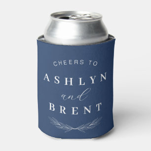 Cheers To Navy Blue Wedding Can Cooler/Coozie Can Cooler