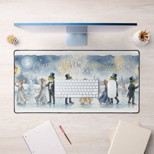 “Cheers to New Adventures – New Year Party Greetin Desk Mat (Office 1)