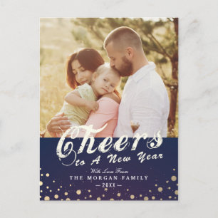 Cheers to New Year Holiday Seasonal Greeting Photo Postcard