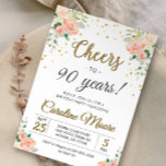 Cheers to Ninety Years Ladies 90th Birthday Party  Invitation<br><div class="desc">Elegant birthday party invitation - can be customised for any age. Matching inserts,  signs,  games,  and decorations can be found in our Zazzle shop. If you're looking for any specific item,  please don't hesitate to contact us.</div>