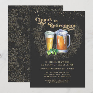 Cheers to Retirement Elegant Hops & Beer Invitation