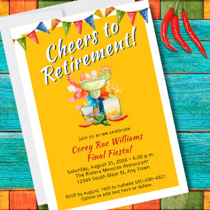 Cheers to Retirement Final Fiesta Colourful Invitation