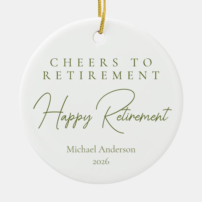 Cheers to Retirement Gift Ceramic Tree Decoration (Front)