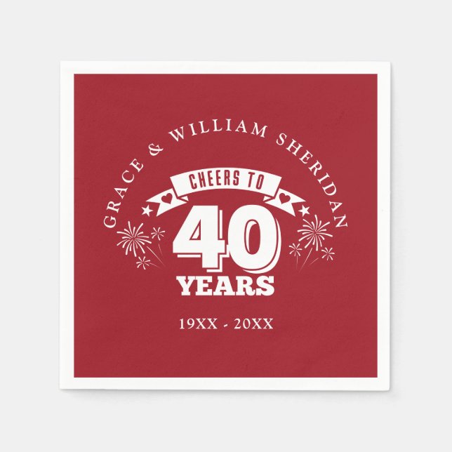 Cheers To Ruby 40th Wedding Anniversary Napkin (Front)