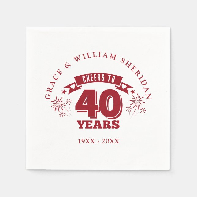 Cheers To Ruby 40th Wedding Anniversary Napkin (Front)
